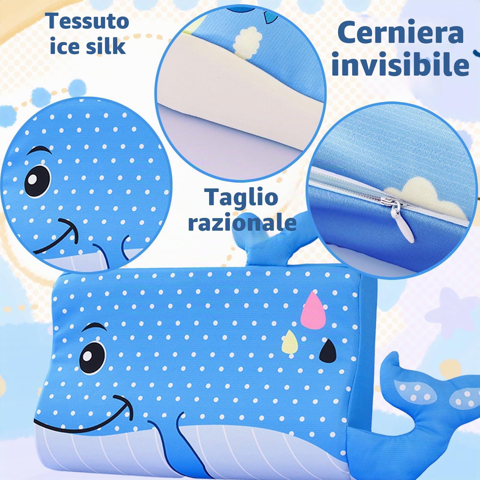 LUKIUP Cuscino Asilo 3-6 anni con Federa, Cuscino Bambini Cuscino Bambino, Con Animali Kawaii, Ergonomico, Traspirante e Delicato Sulla Pelle, Lavabile a Partire dai 3 Anni in su