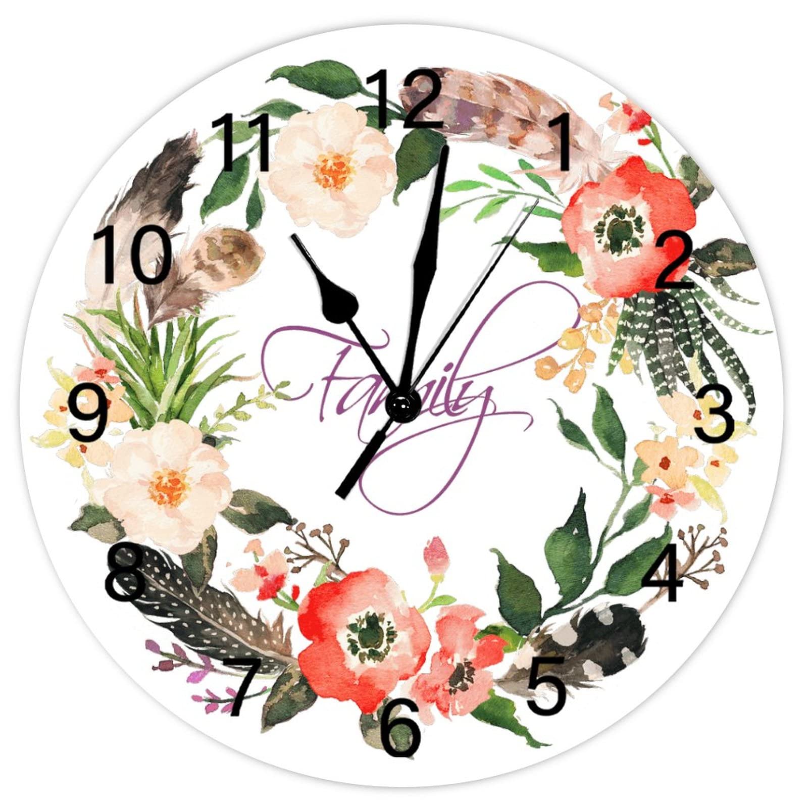 Horloge murale en bois vintage au design floral de haute qualité