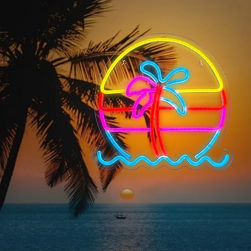 Miniatura 2 de Letrero de neón de puesta de sol, luz de neón regulable con palmera para fiesta, bar, restaurante, decoración de pared, alimentación por USB, vista