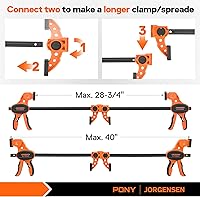 Vista 5 de Jorgensen Bar Clamps For Woodworking, 12" 2-Pack One-Handed Clamps/Spreader with Load Limit Indicator, Quick Grip Bar Clamps E-Z Hold F Clamps Set