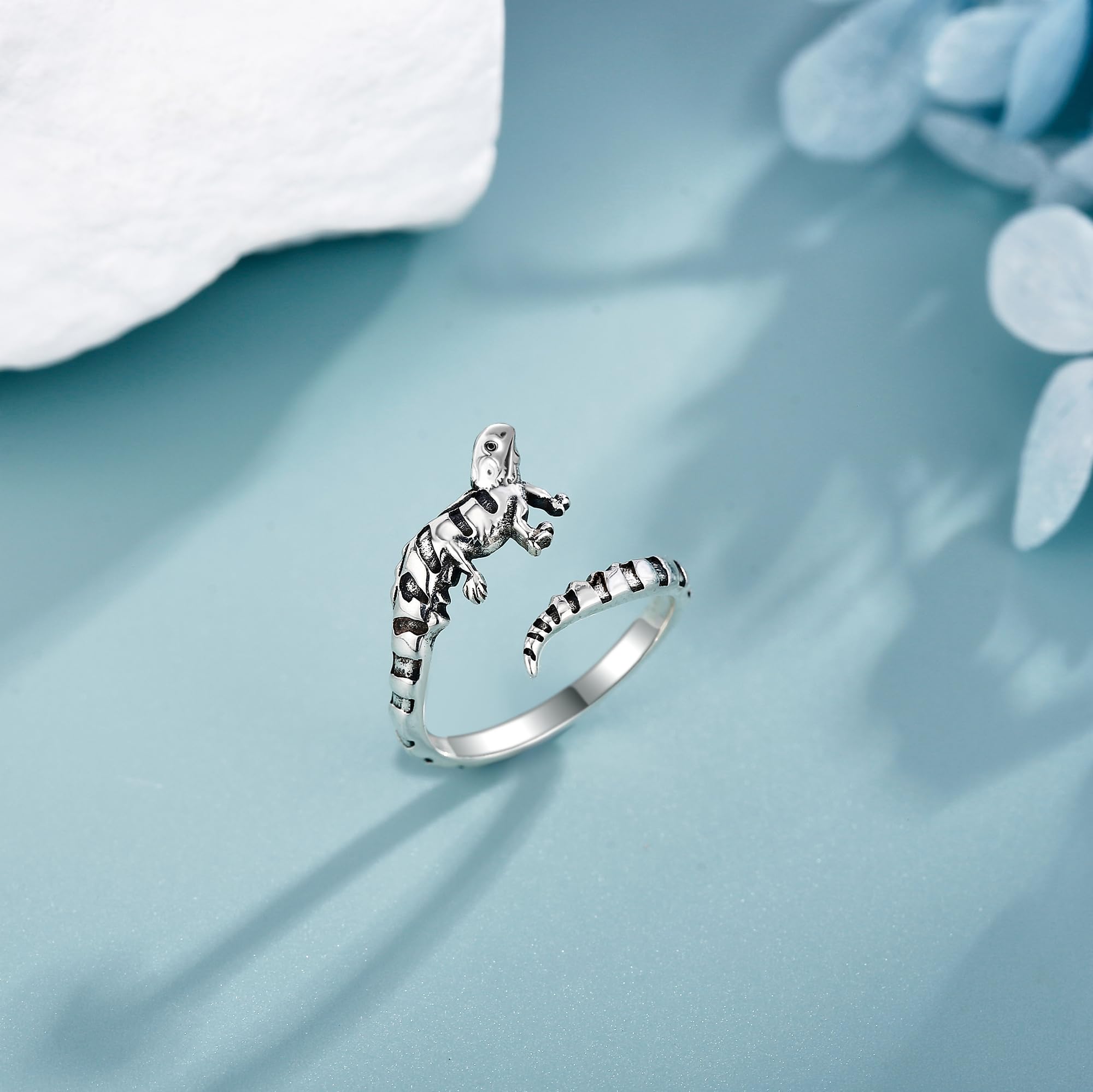 Bague dragon de barbe en argent sterling 925 réglable - Cadeau pour femme, Argent sterling