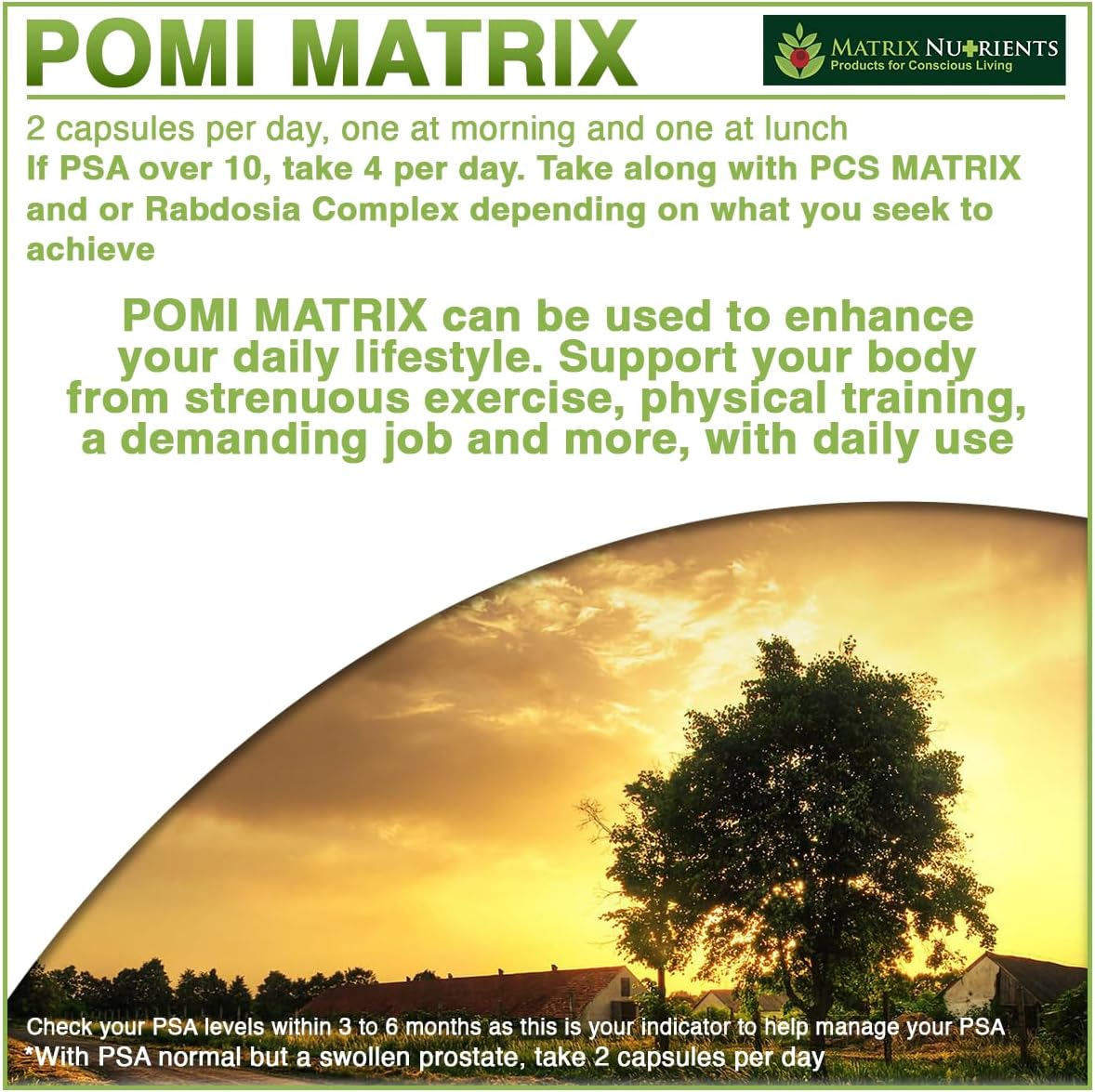 POMI Matrix - 10 Times Stronger Than The Competition! - Lower PSA Levels for Healthy Prostate - 100% Organic - Ingredients: Pomegranate, Green Tea, Turmeric, Broccoli - Vegan Capsules (120ct) - Image 6
