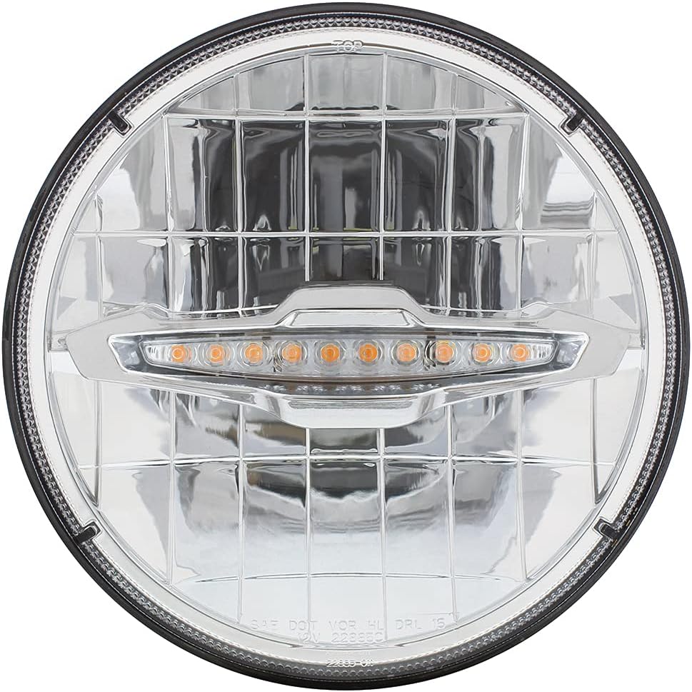 United Pacific 31514 Ultralit 3 High Power LED 7” Headlight w/10 Amber LED Position Light, Fit OEM Housing, Easy Install, DOT/SAE Approved – ONE Unit