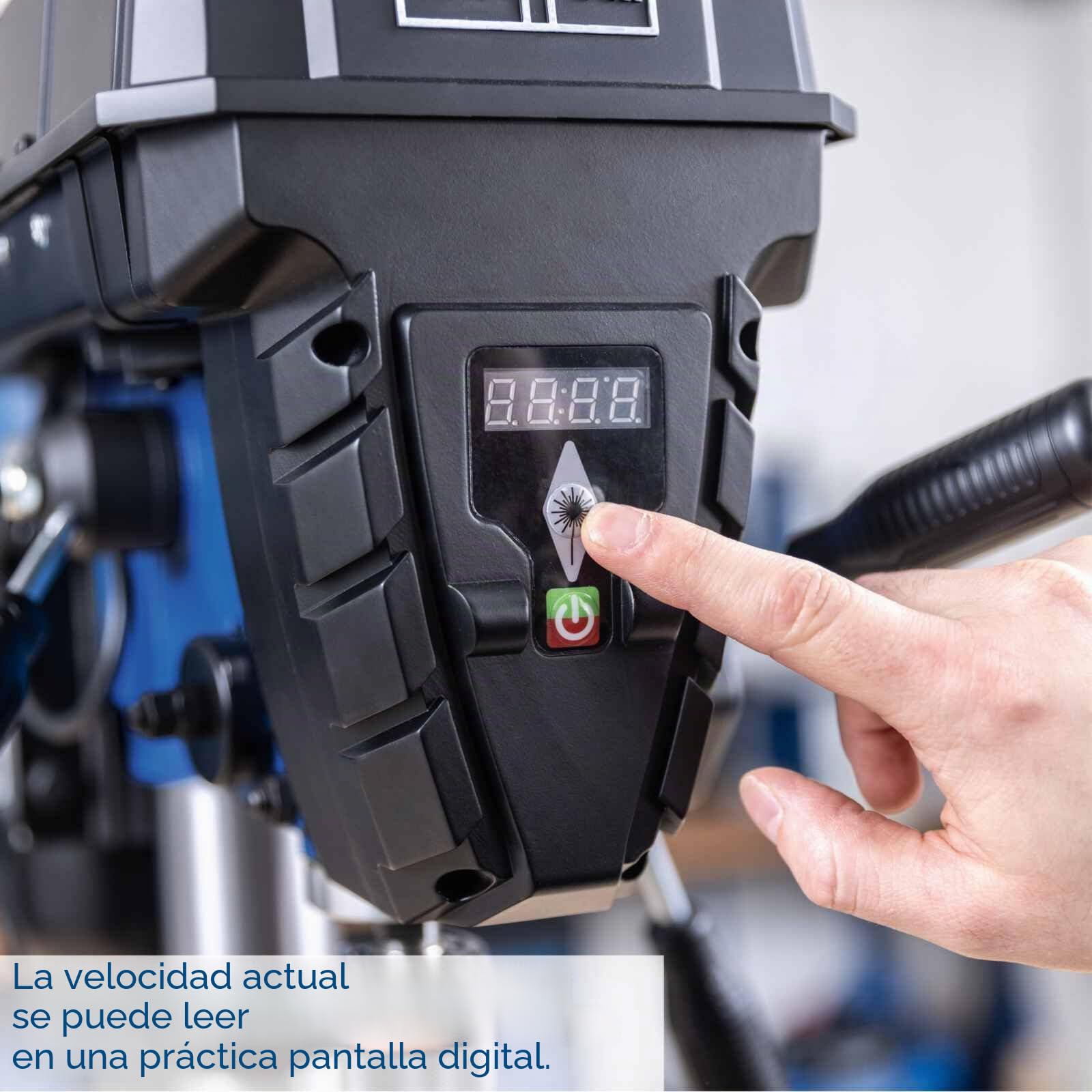 Scheppach - Taladro de columna TBM250Vario (600 W, mesa 198 x 194 mm, 450-2580 rpm, reclinable, mandril 1,5-13 mm, profundidad de perforación 60 mm)
