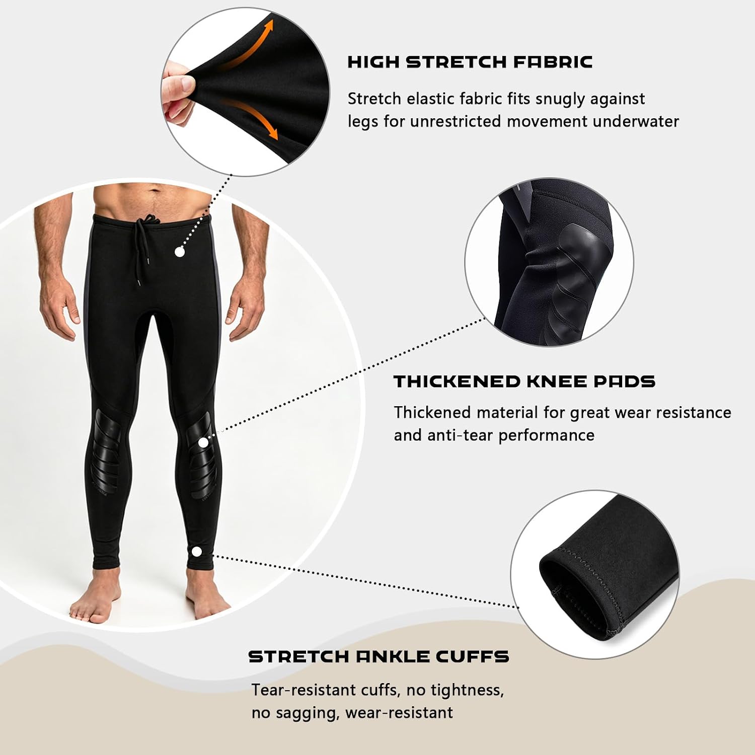 Skyone Wetsuit Pants Women Men 3MM Neoprene Swim Pants Tights, Long Diving Scuba Swim Leggings Thermal Wet Suit Swimming Pants for Surfing Snorkeling Kayaking