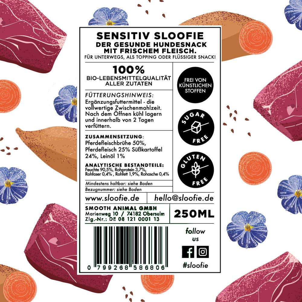 der Hundesmoothie, 12er SENSITIV Mix Plus (je 250ml),Enthalten sind Hier 3X MOROSUPPE, 3X SENSITIV (Pferd),2X Meat Fish (Lachs), 2X Meat Kangaroo und 2X Meat Rabbit (Kaninchen).