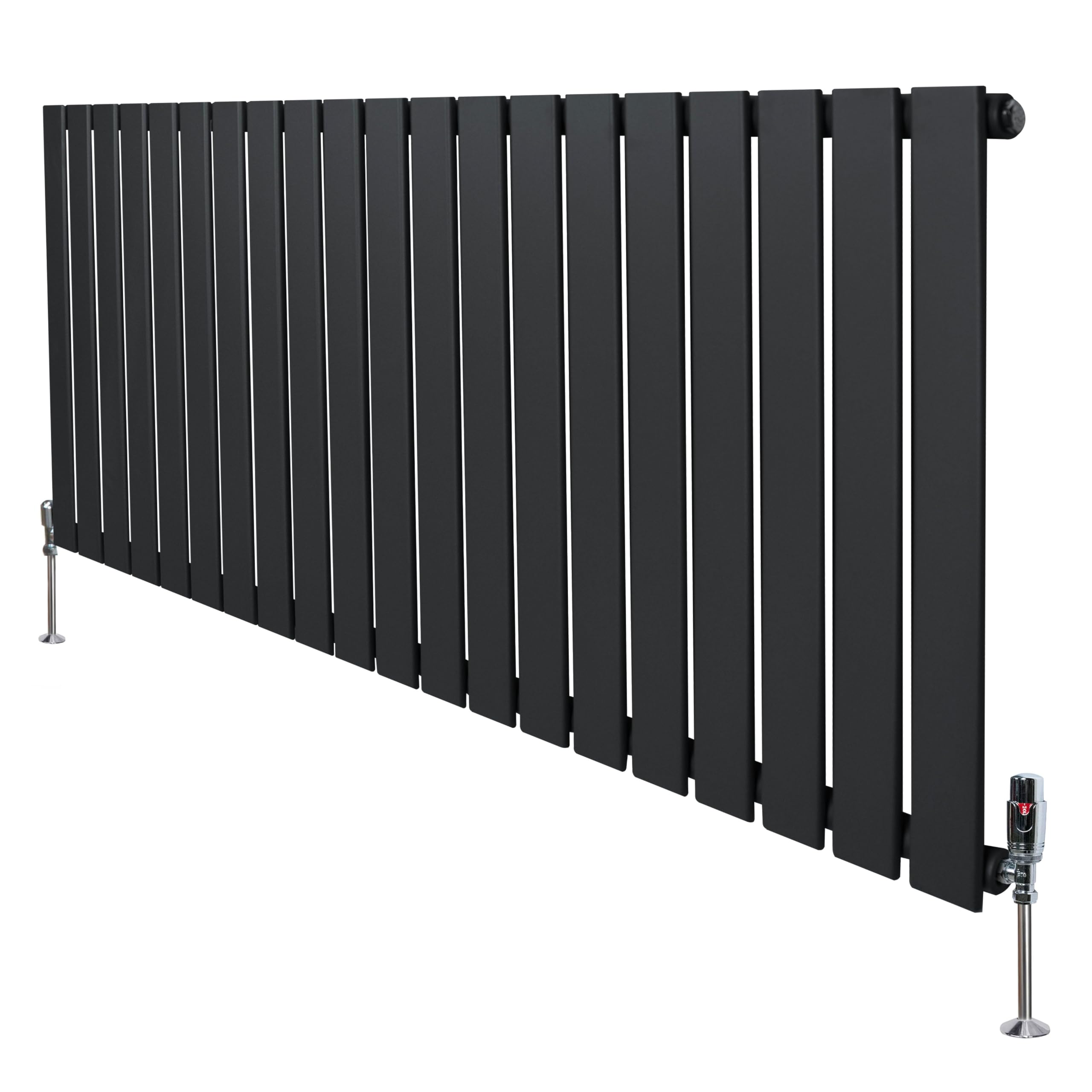 Flat Single Column Radiator 600mm x 1400mm & TRV Chrome Valves