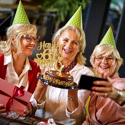 Miniatura 10 de Tivurcia Decoración para tartas con texto en inglés Happy 65th Mom, feliz cumpleaños 65 para madre, saludos a 65 años, cumpleaños, aniversario,