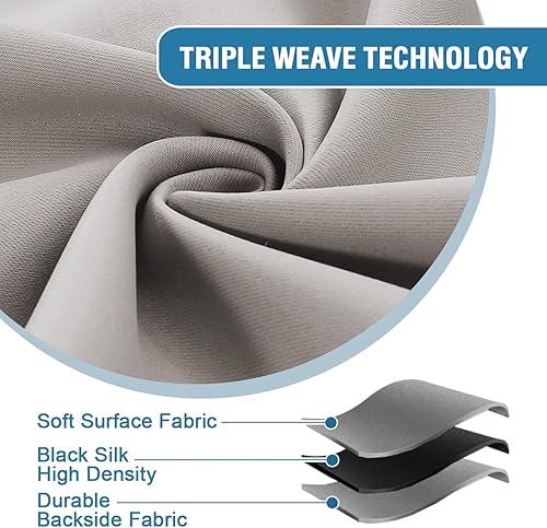 Miniatura 9 de H.VERSAILTEX Cortinas para interiores y exteriores para patio, impermeables, de acero inoxidable, con ojales plateados, aislamiento térmico,