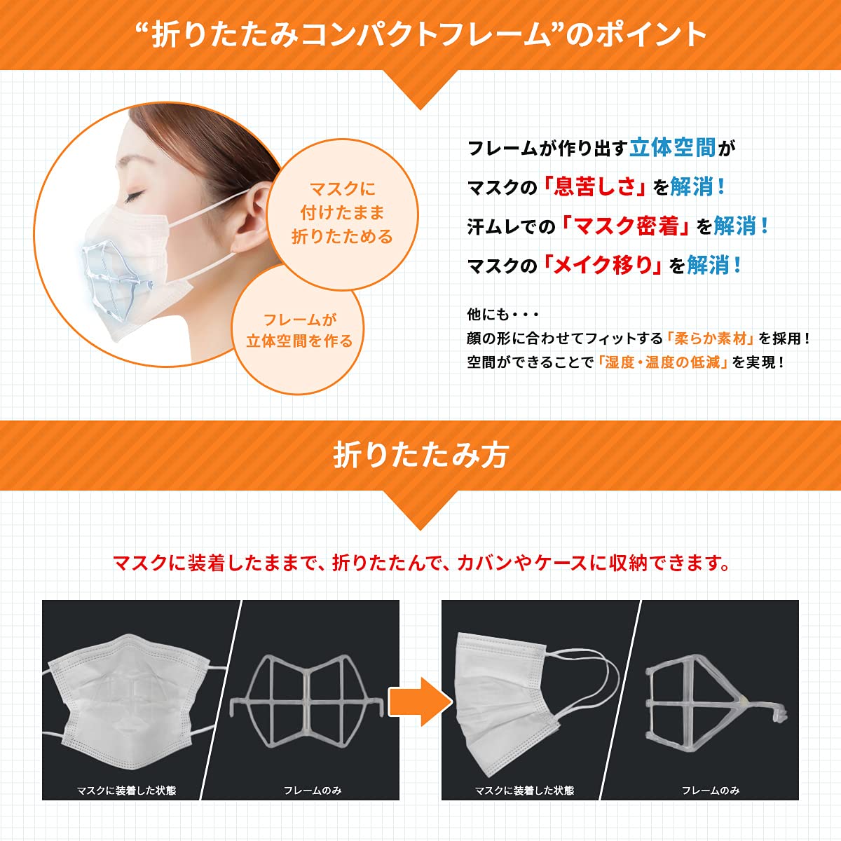 Amazon.co.jp: [B´full] 立体インナーマスク 折りたたみコンパクト
