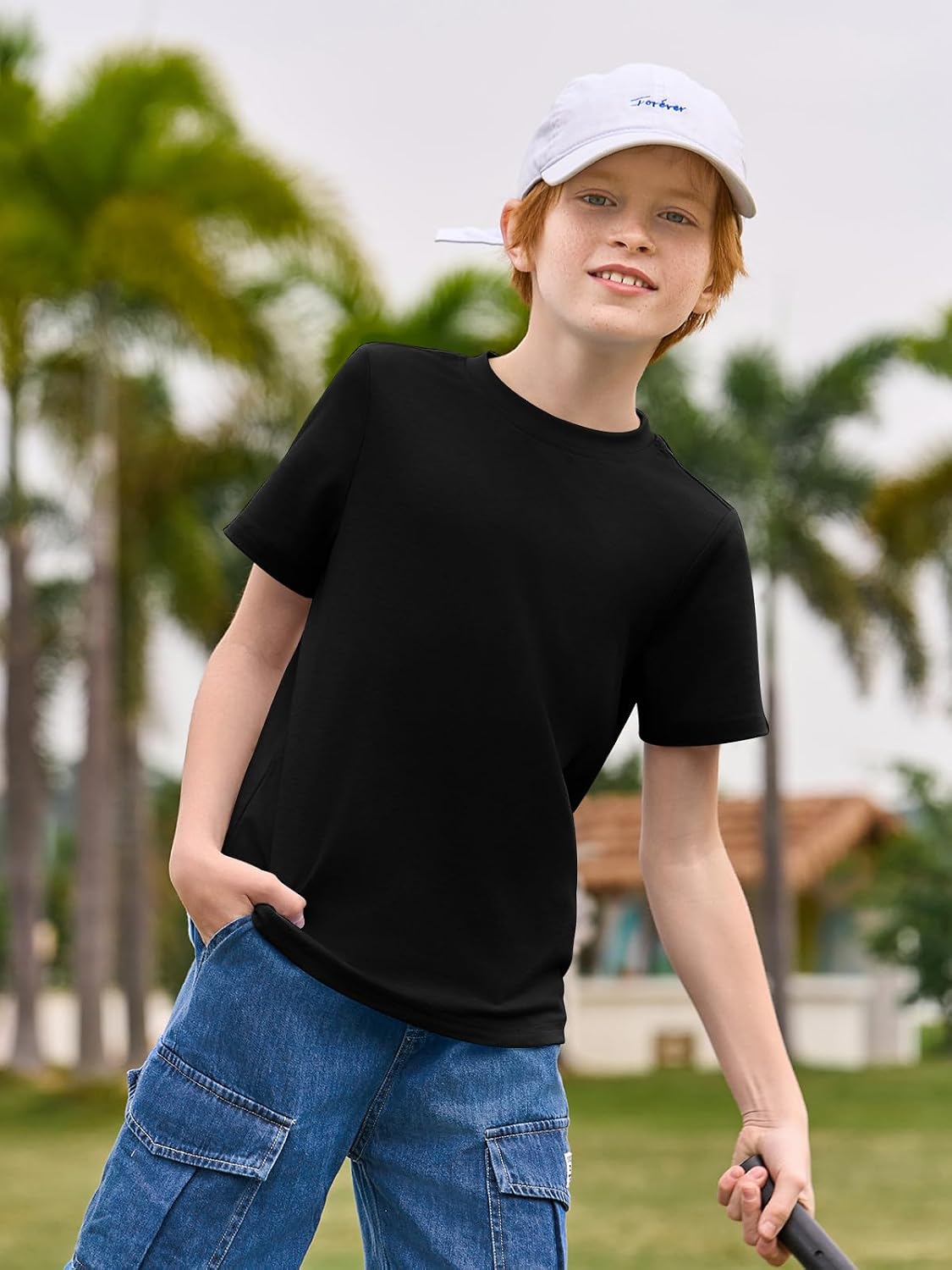 Haloumoning Boys T-Shirts, Short Sleeve Crewneck, 5-14 Years image 2