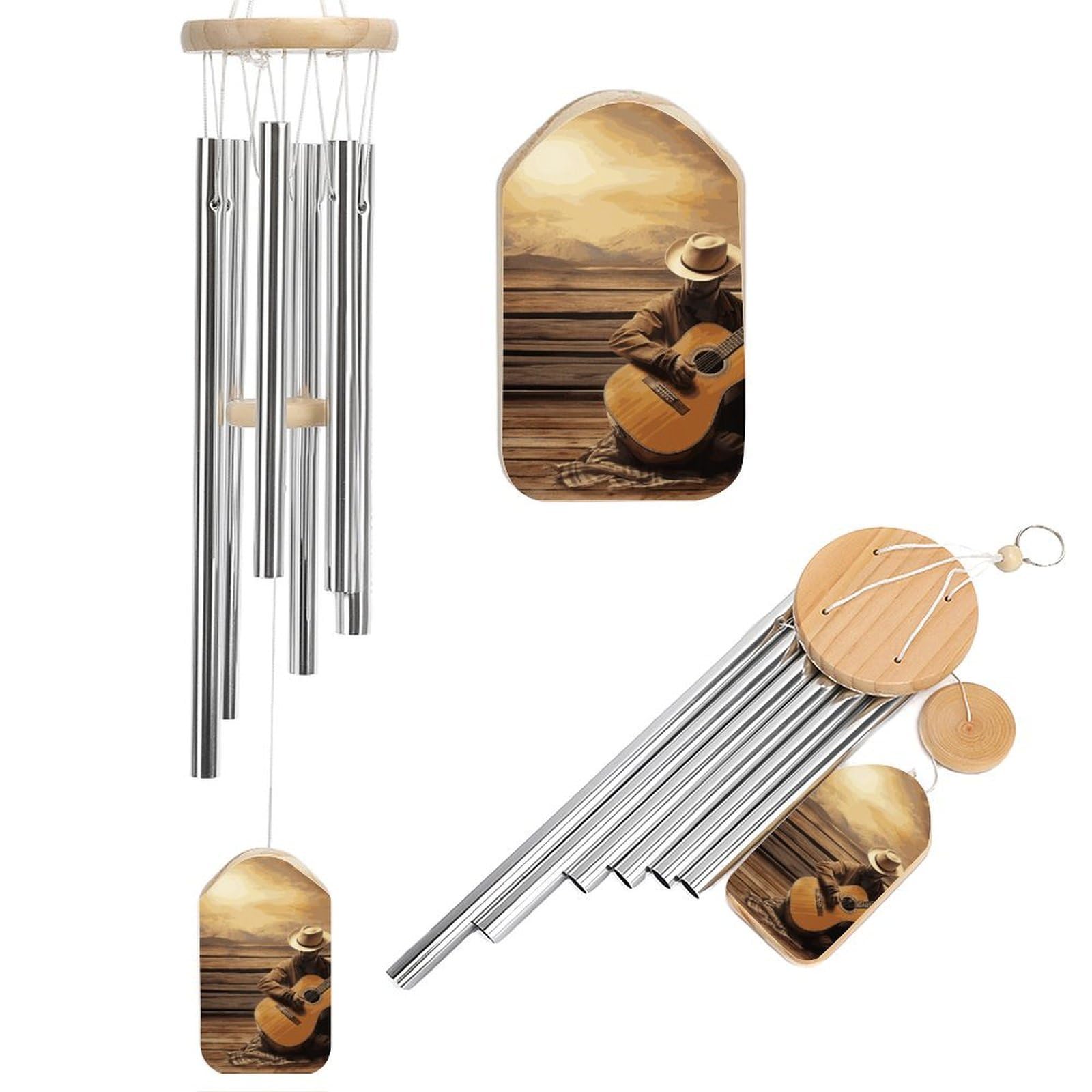 Western Music Wind Chime 20.5" Aluminium Wind Chimes Outdoor Garden Patio Decoration Windchime Memorial Gifts Windchimes for Men and Women
