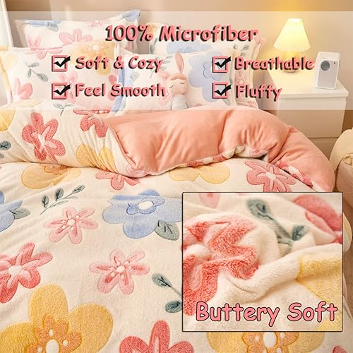 Miniatura 9 de LMONMOO Juego de funda de edredón rosa tamaño Queen, 3 piezas de edredón floral para niñas, juegos de ropa de cama Kawaii Queen, ultra suave, lindo,