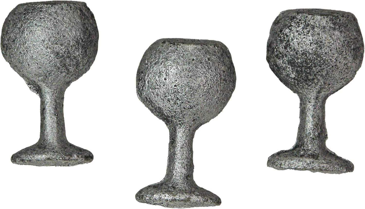 Zeckos Set of 6 Antique Silver Finish Cast Iron Wine Glass Decorative Drawer Pulls Cabinet Knobs - Vintage Elegance for Stylish Home Decor - 1.75 Inches High