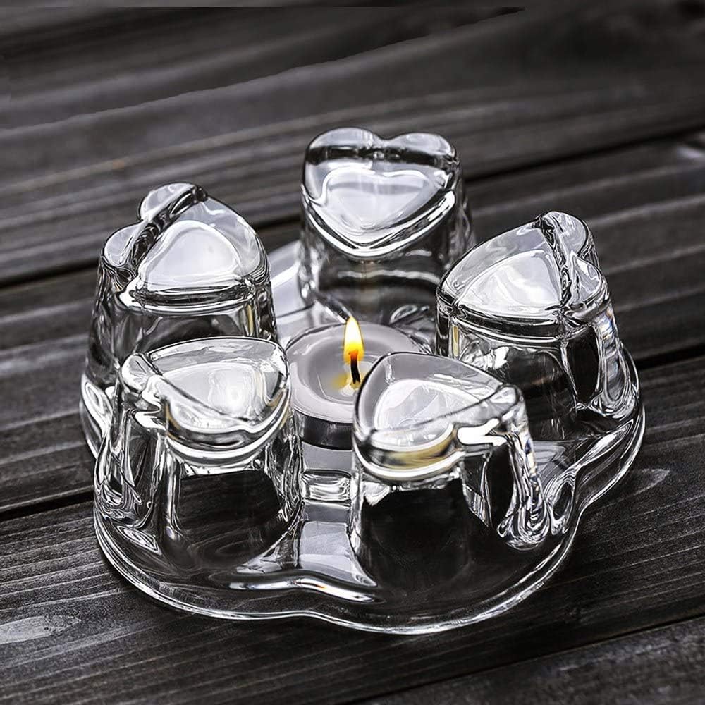 DOPUDO Teapot Warmer, Glass Tea Warmer 5.3 in Dial, Tea Cup Warmer Coffee Mug Wamer Desk Crystal Heart Shape Trivet, Heater for Teapots Pitchers Carafe, Heating Base Tea Set Accessories