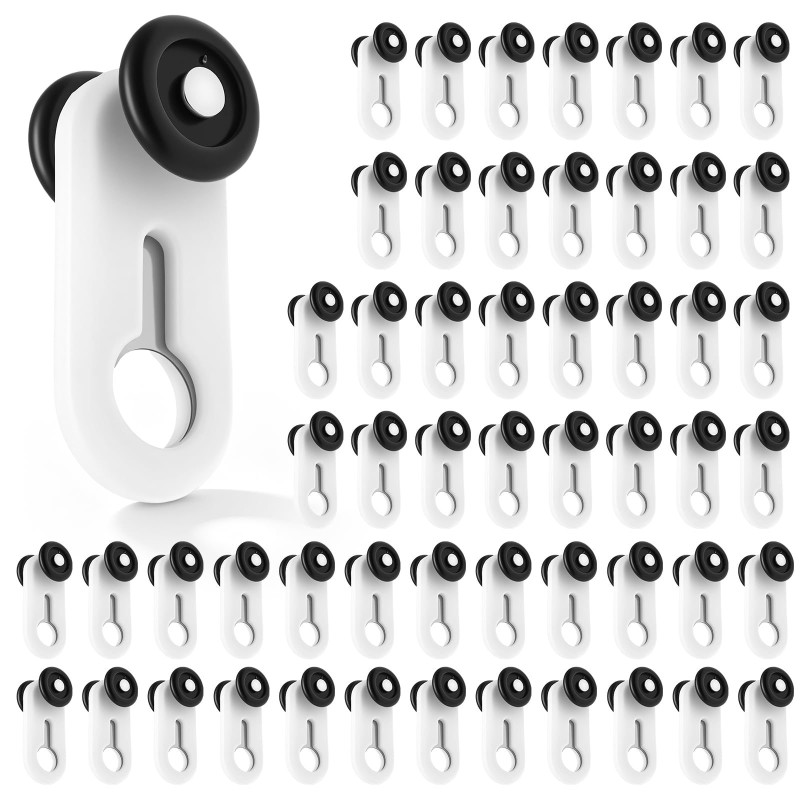 Smooth Curtain Track Pulley Wheels, 13mm Curtain Rail Rollers, Dual‑Wheel Quiet Replacement Sliding Hooks for Room Divider RV Shower Closet(50pcs)