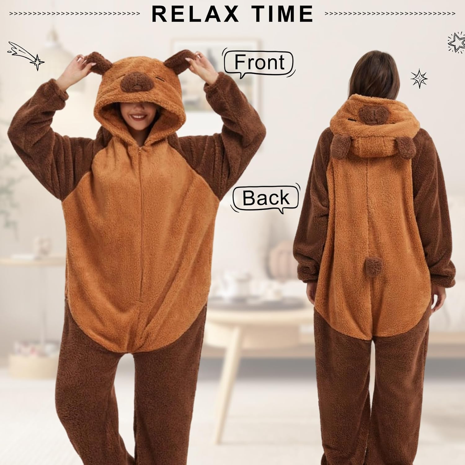 Luojida Animal Onesie Pajamas Unisex Adult Oversized Cosplay Halloween Costume Jumpsuit One Piece Zip Up Sleepwear Women Men - Image 2
