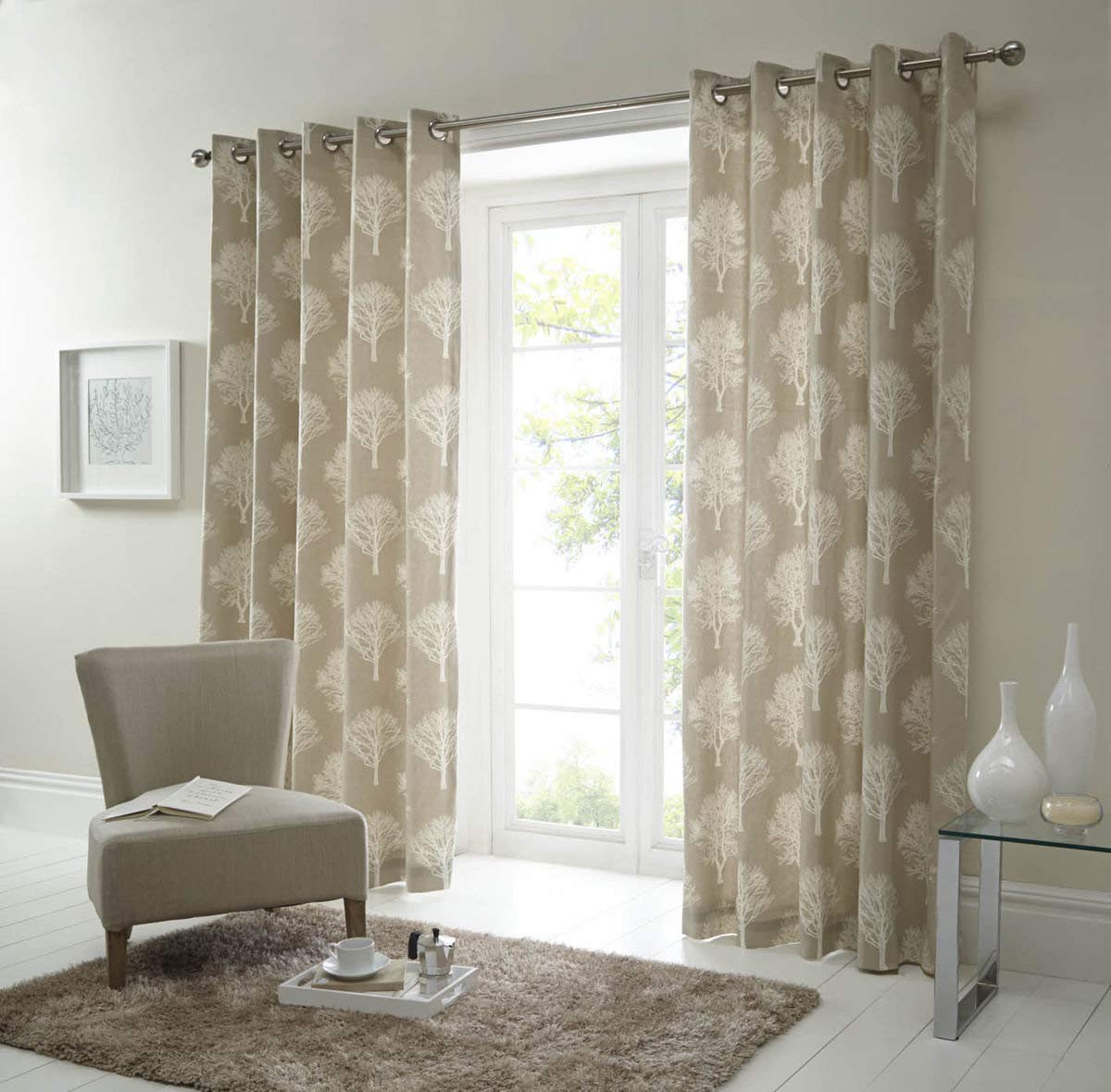 Fusion Un Paio di Alberi di Bosco con Occhielli Curtains-p, Cotone, Charcoal, 90 x 72 (229 x 183 cm)