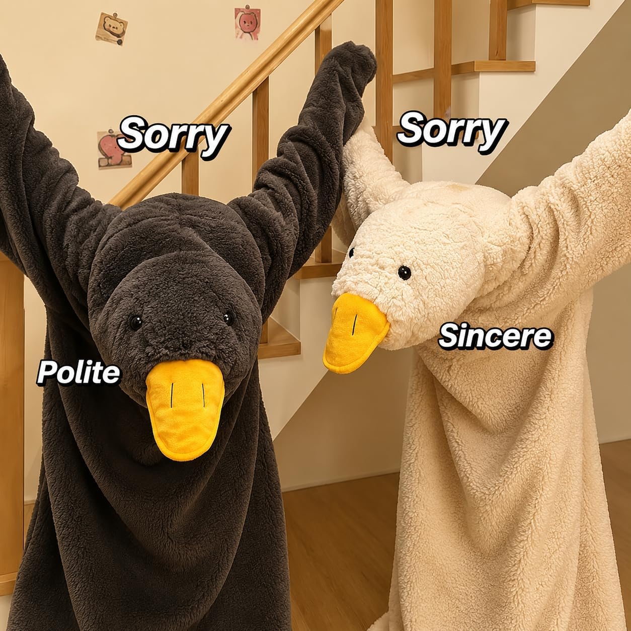 Goose Blanket Hoodie Onesie, Oversized Wearable Hoodie Blanket with Sleeves, Goose Duck Costume Pajamas for Kids Adults image 4