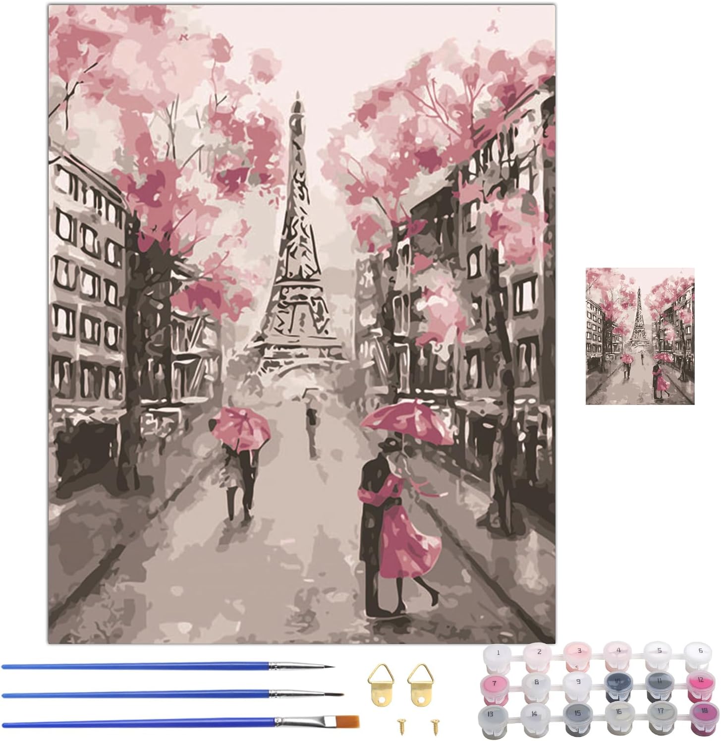 feelive Fleurs Peinture par Numéro pour Adulte, Paysage Kit de Peinture à l' huile sur Toile Bricolage pour Enfant Débutants Avec Pinceau Pigment Acrylique 30x40cm