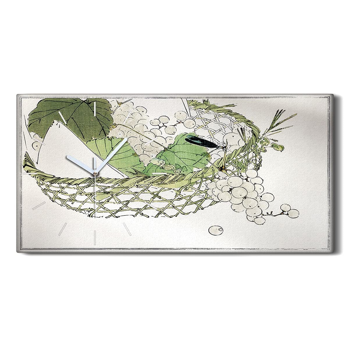 Horloge sur Toile 60x30cm Art Mural Image Moderne Fruits et Raisins Salon