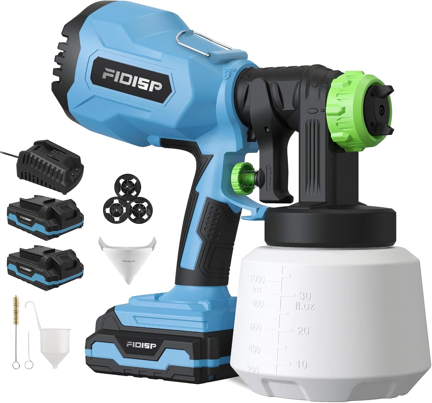FIDISP Cordless Paint Sprayer, Battery Operated Paint Sprayer HVLP
