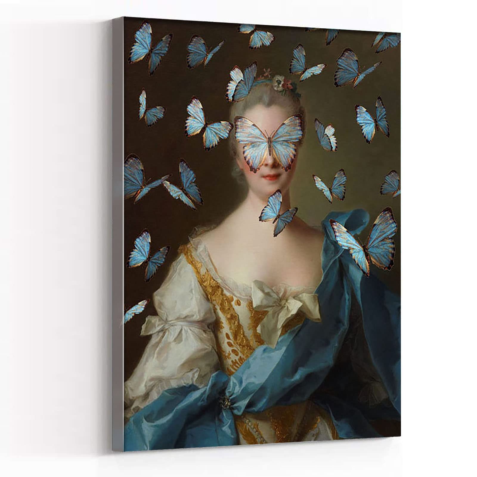 Amazon.com: Surreal Art,Altered Vintage Portrait Eclectic Printable Art  Print Female Wall Surreal Rococo Baroque Feminine Blue Butterflies Oil  Painting,Paris Bedroom Decor,12''x18'' Framed Modern Canvas: Posters &  Prints