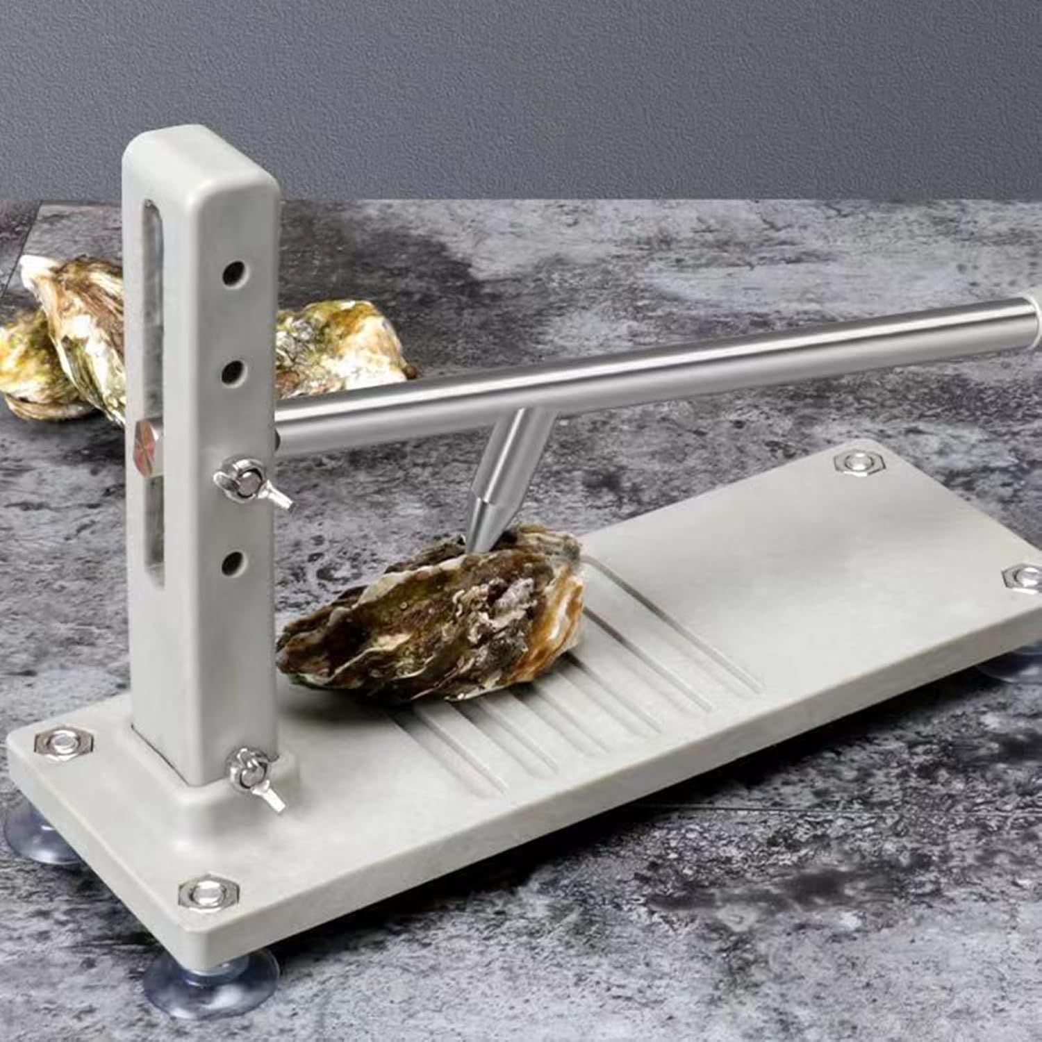 Oyster Shucker Tool Kit, Adjustable Oyster Shucker Machine, Stainless Steel Clam Opener Tool, Including Knives, Glove, G Clamp, for Seafood Home and Restaurants