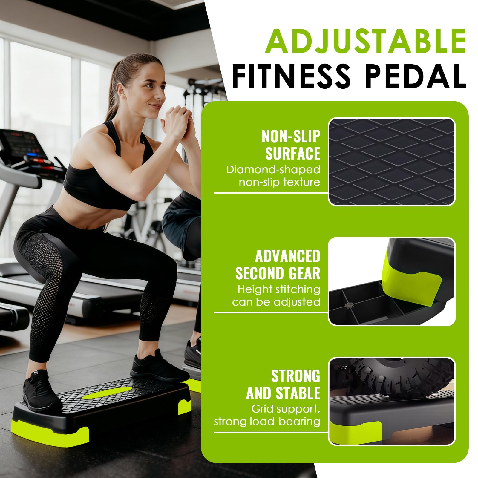 Basics Pedana Step Aerobica Regolabile 3 Altezze 10/15/20cm Fitness