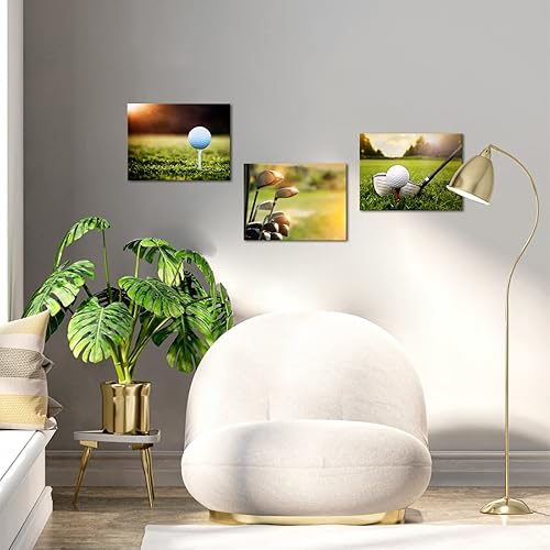 Miniatura 3 de Saypeacher Lienzo deportivo para pared, decoración de pared de golf, campos de golf, impresiones de 3 piezas de arte deportivo para decoración del