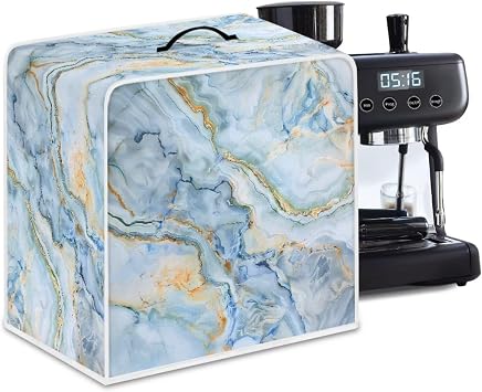 DISNIMO Light Blue Marble Coffee Maker Dust Cover, Stand Mixer or Blender Appliance Cover, Anti Fingerprint Polyester Dust Proof Stain Resistant Blender Cover for Home Kitchen