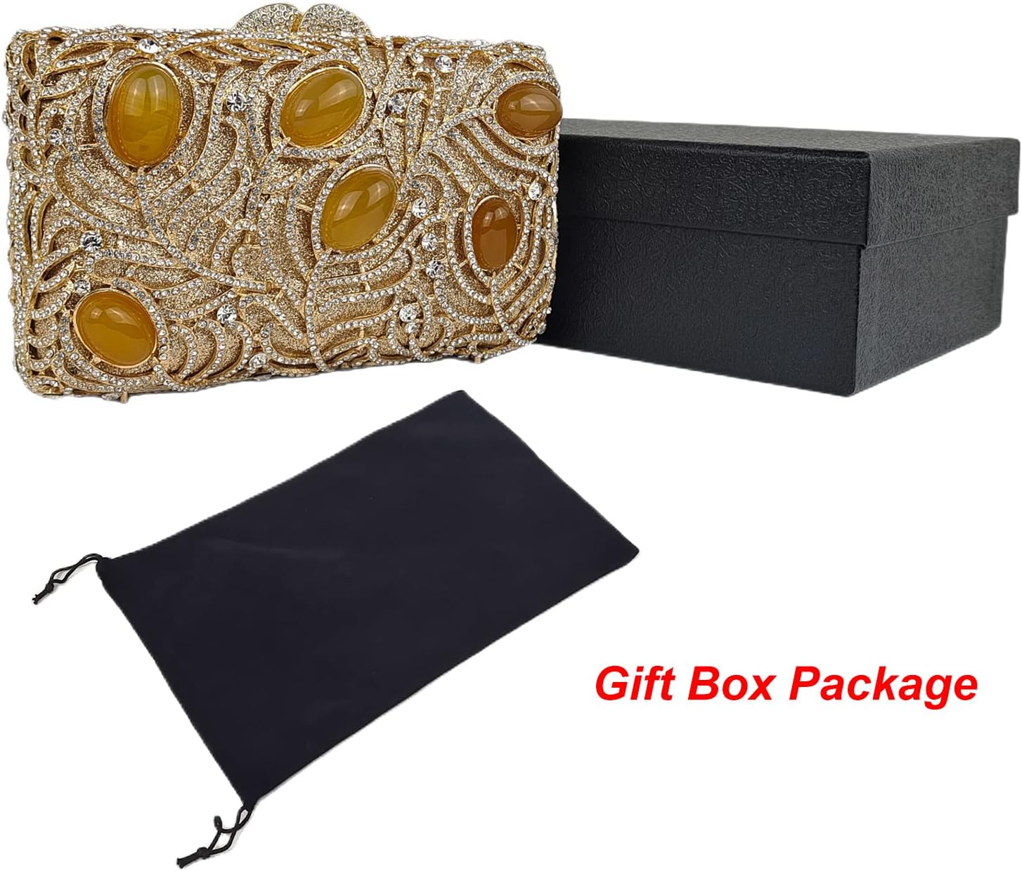 HUANG ZHUANG Agate Stones Evening Bag Women Luxury Crystal Clutch Glitter Rhinestone Purses for Party Wedding(White)