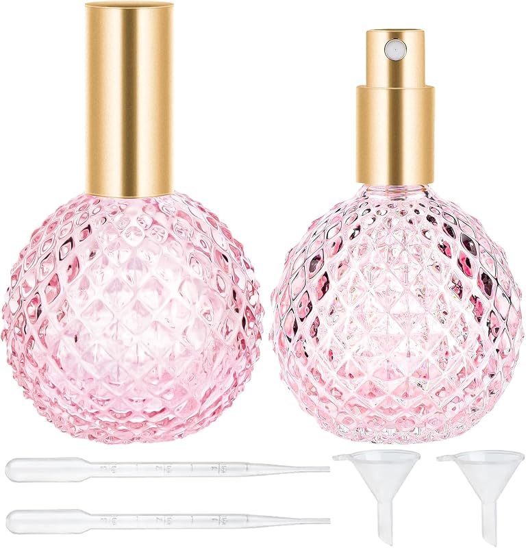 Gsteng Frascos de Perfume Vintage Rosa em Vidro, 100 mL, Pacote com 2
