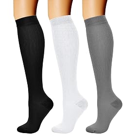 CHARMKING Compression Socks (3 Pairs) 15-20 mmHg is Best Athletic & Medical for Men & Women, Running, Flight, Travel, Nu