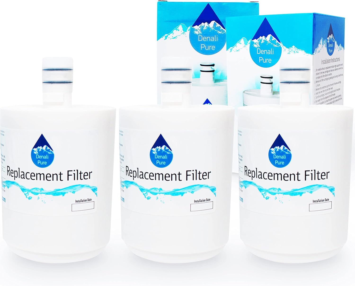 3-Pack Replacement for Sears/Kenmore 79551024011 Refrigerator Water Filter - Compatible with Sears/Kenmore ADQ72910902, GEN11042FR-08, 46-9890 Fridge Water Filter Cartridge