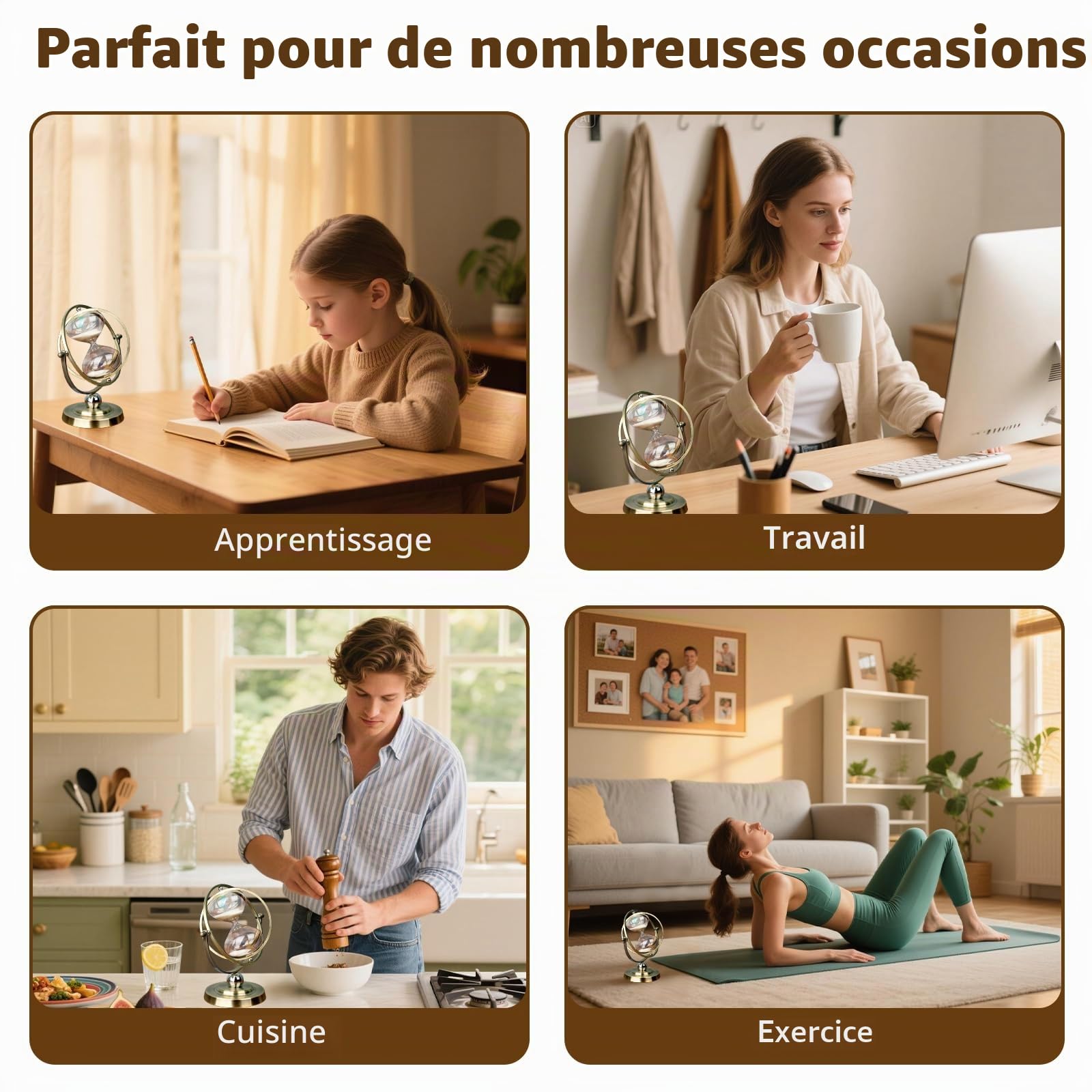 Sablier classique en verre de 30 minutes pour la cuisine, l'étude, la maison, le bureau