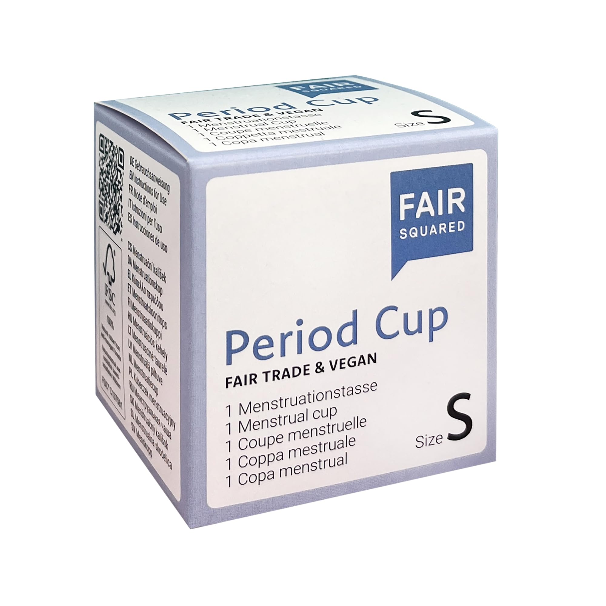 Fair Squared Size S Period Cup Menstrual Cup - Natural Pure Menstrual Cup Made of Natural Rubber from Fair Trade - Vegan and Zero Waste