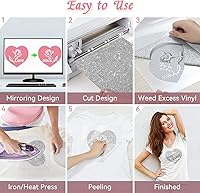 Vista 2 de Vinilo de transferencia de calor con purpurina plateada HTV, paquete de 14 vinilos termoadhesivos de 12 x 10 pulgadas para Cricut, decoraciones