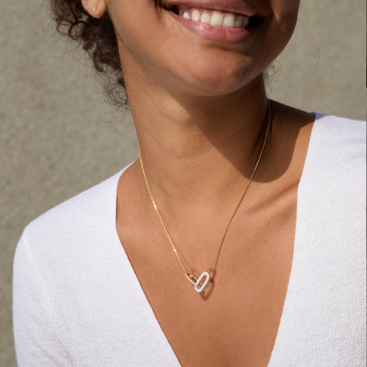 STORYJEWELLERY Mixed Metal Necklace, Two Tone Necklace for Women, Interlocking Pendant Necklaces, Silver and Gold Plated Jewelry - Image 2