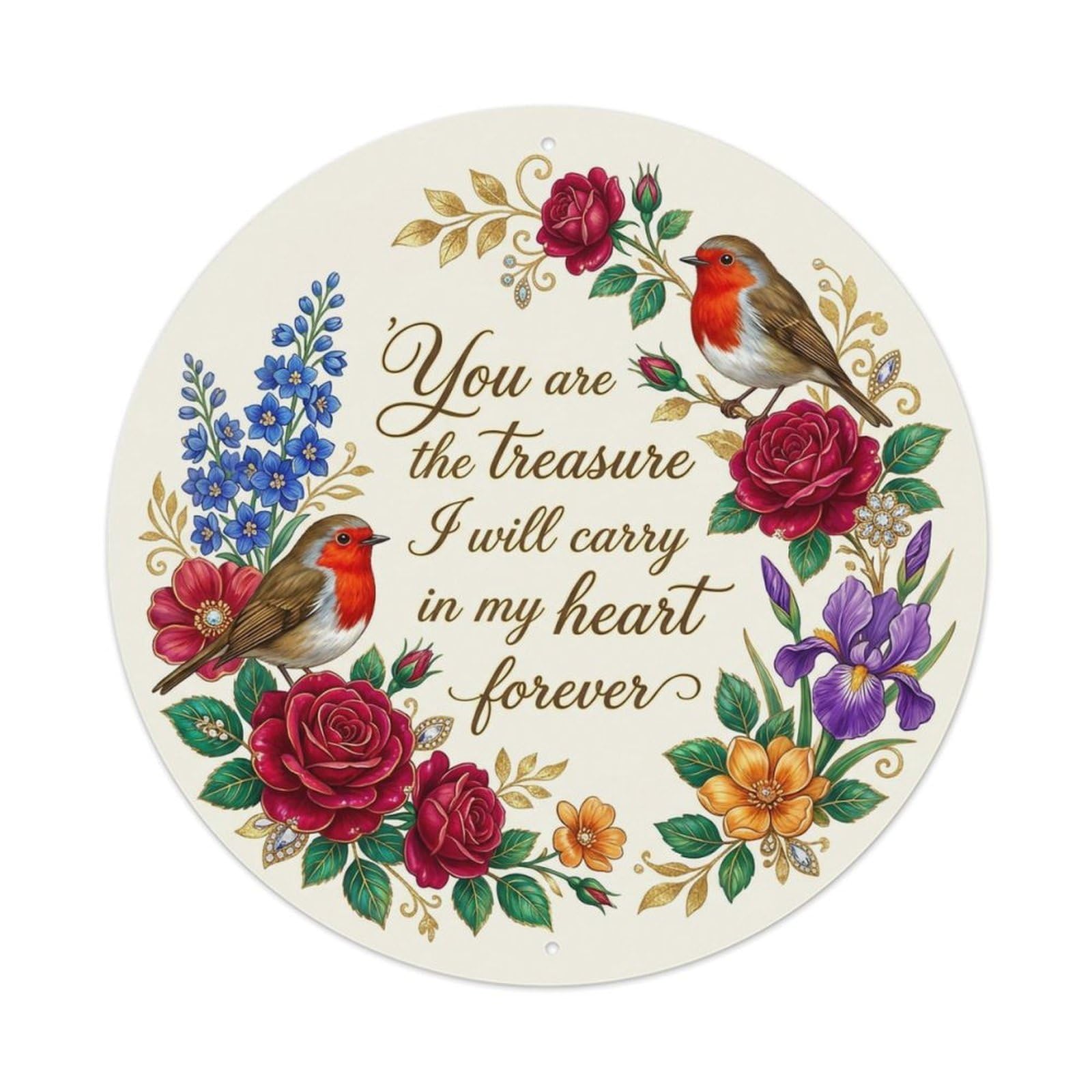 European Robin Garden Sign Heaven Love Treasure Metal Tin Sign