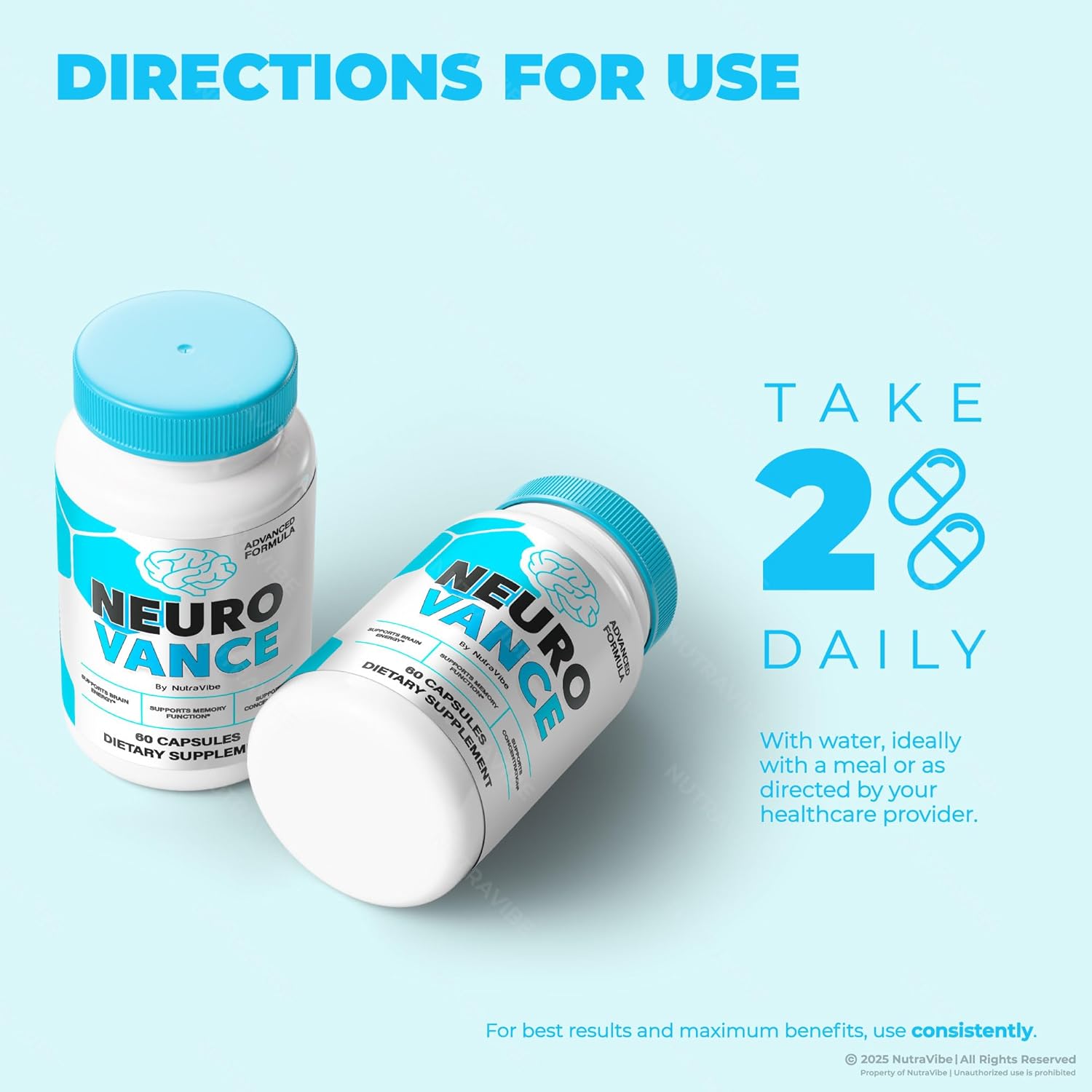 (2 Pack) Neuro Vance Capsules – Natural Brain & Memory Support | Premium Supplement for Focus, Concentration & Performance | Easy-to-Take NeuroVance Pills, Non-Habit Forming, Official (120 Capsules)