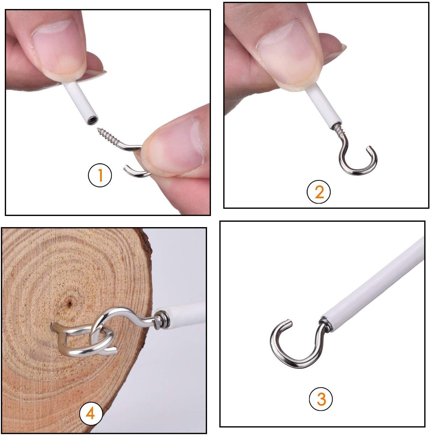 FOLAI Net Curtain Wire Hanging Cord Kit with 6 Pack Self-Adhesive Hooks and 6 Pairs Hooks (3Meter White Wire)