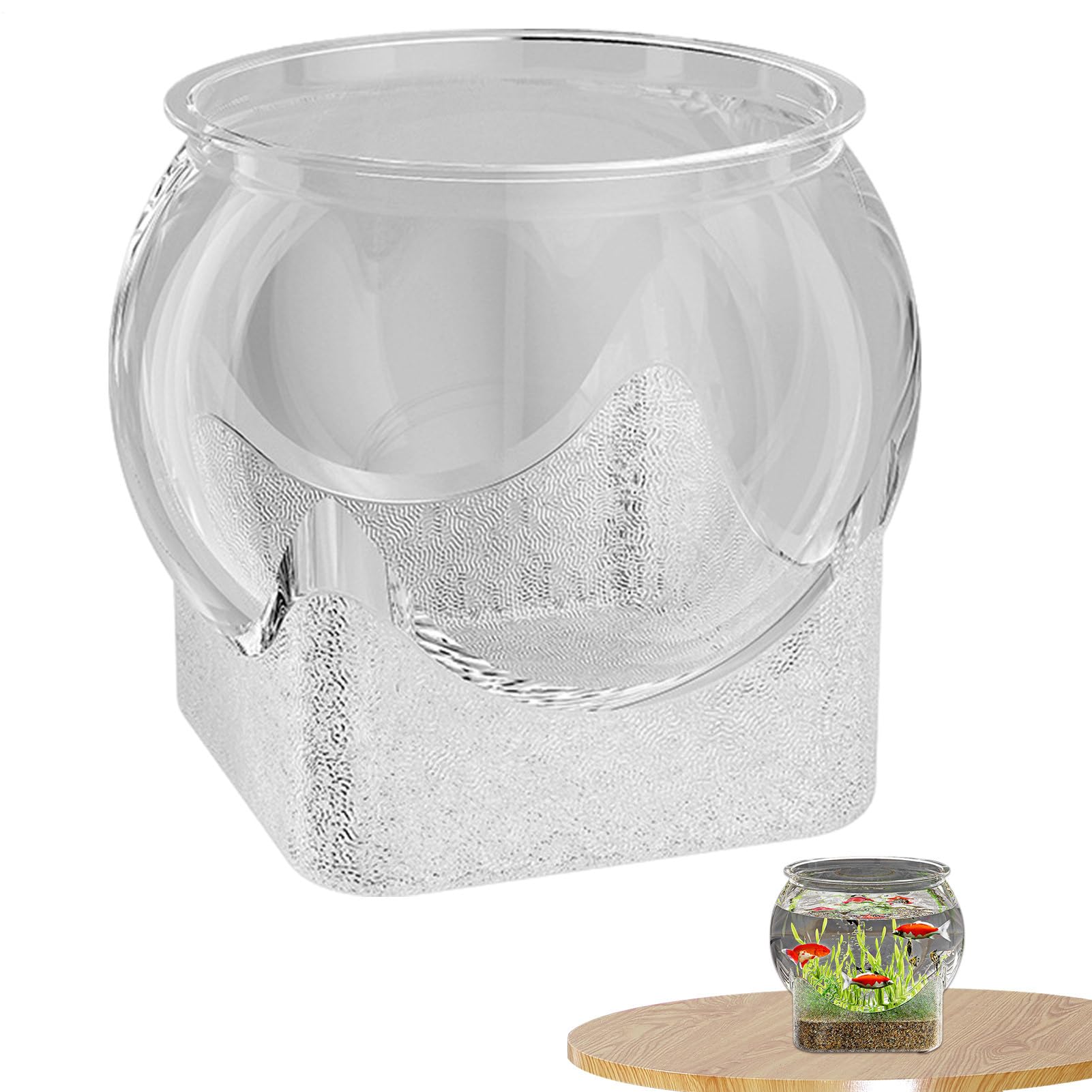 Round Fish Tank, Portable Glass Fishes Bowl, Landscape Fish Bowl Glass, Clear Aquarium Fishs Tank, Desktop Aquarium For Betta Fishs Turtle, Home Decoration, Indoor Gardening Tabletop Desktop Display