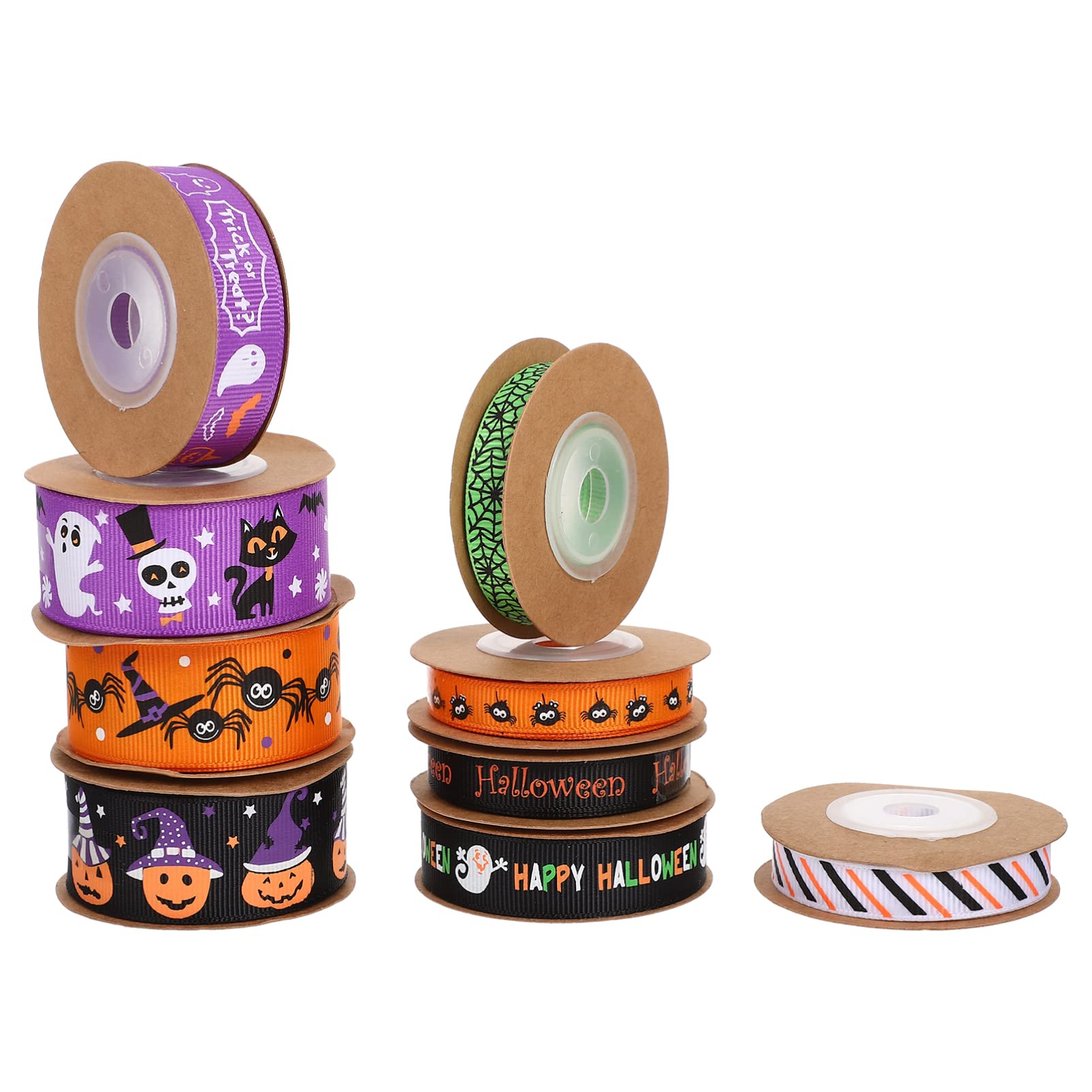 Toile de jute Halloween citrouille et ruban spooky pour guirlande suspendue et loisirs créatifs