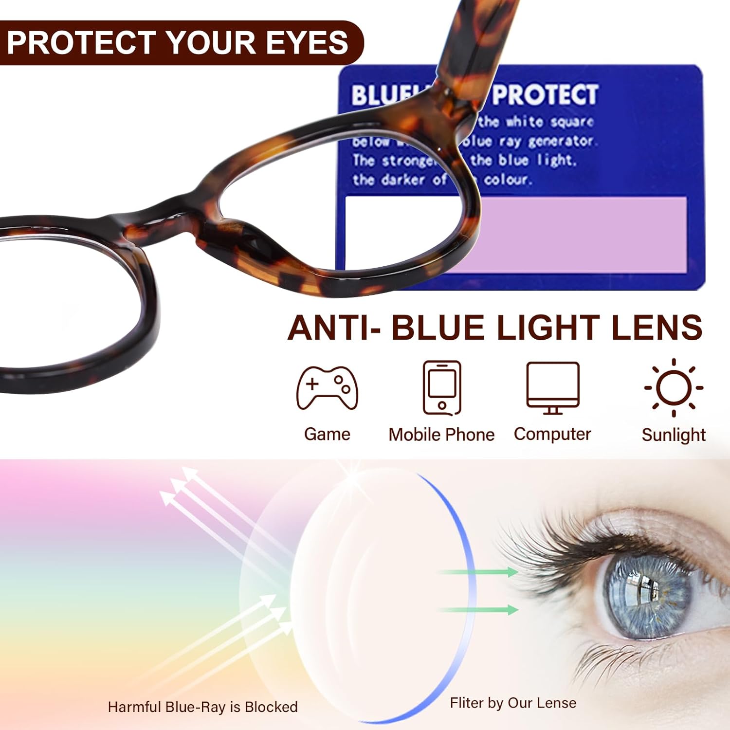 Reading Glasses for Women Men Retro Round Frame Blue Light Blocking Readers Computer Glasses with Spring Hinges - Image 5