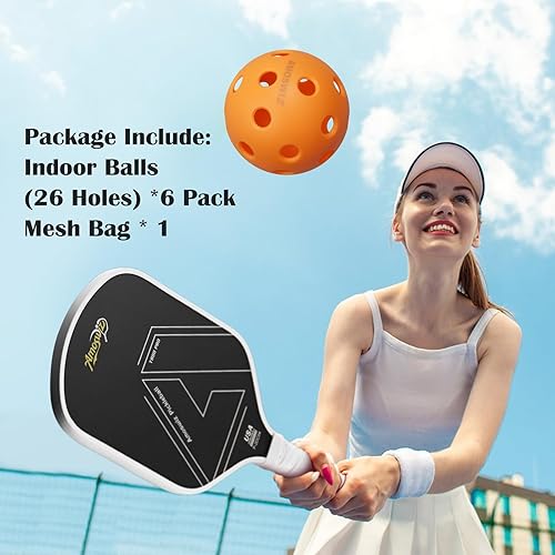 Miniatura 5 de Bolas de pickleball para interiores, paquete de 6 bolas de pickleball de 26 agujeros, juego de bolas de pickleball para interiores, bolas de