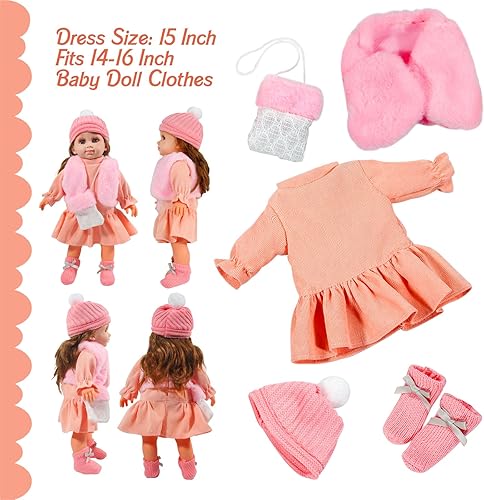 Miniatura 3 de Ropa de muñeca de bebé para muñecas de 12, 13, 14, 15 y 16 pulgadas, ropa de regalo para bebés, trajes de muñeca, chaleco, sombrero, calcetines con