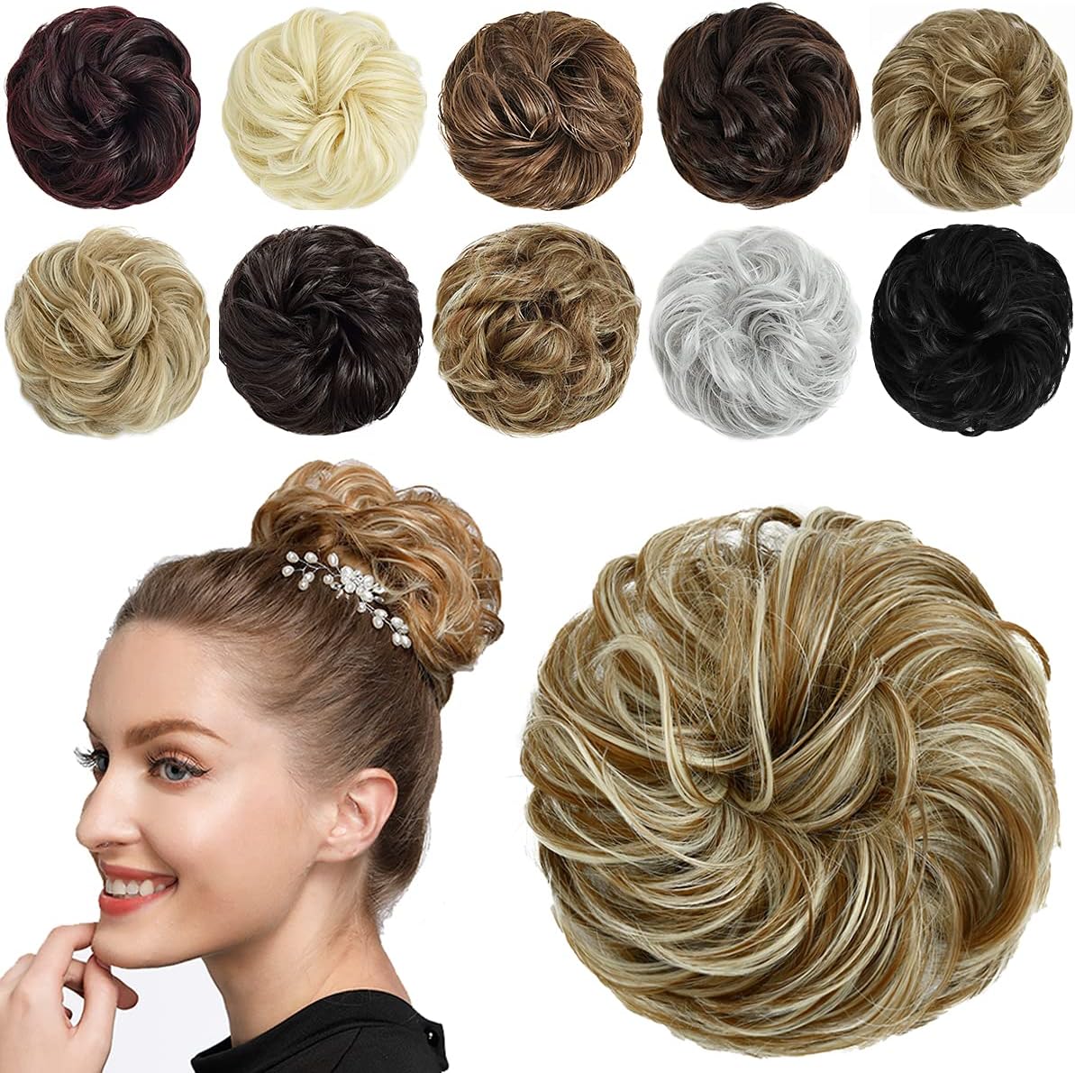 SHEDOWIG Messy Bun Hair Piece Scrunchies Hair Bun Extensions for Women Synthetic Updo Chignon Hairpiece
