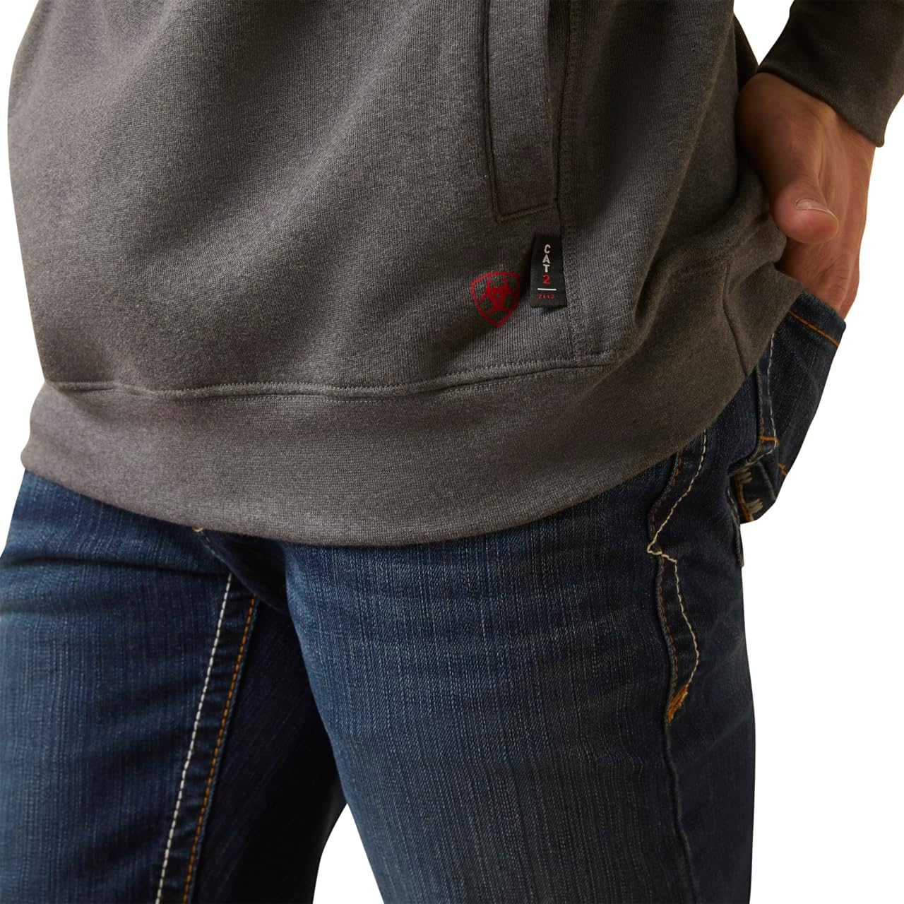 Ariat Men's FR Rev Pullover Hoodie - Charcoal Heather, XX-Large - Image 5