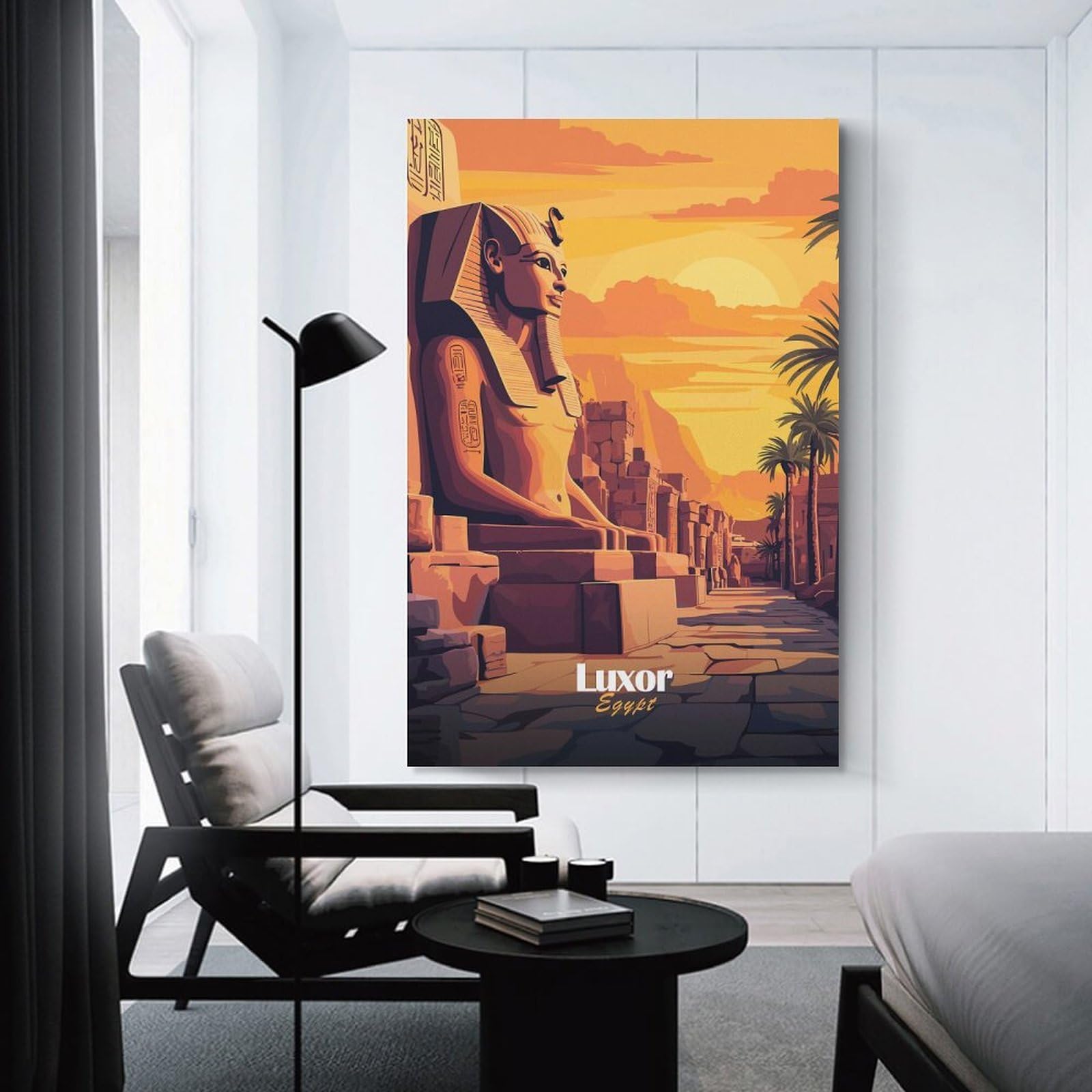 Junmoney Luxor Egypt Sunset Hanging Wall Art, 24x36inch(60x90cm), for Lounge, Bedroom Or Personal Spaces, Gift Idea for Housewarming And Birthdays